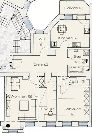 3 Zimmer in Schleußig! - Laminat - Tageslichtbad mit Wanne - große Wohnküche - schöner Westbalkon – 4229 Leipzig – Vorschaubild 6
