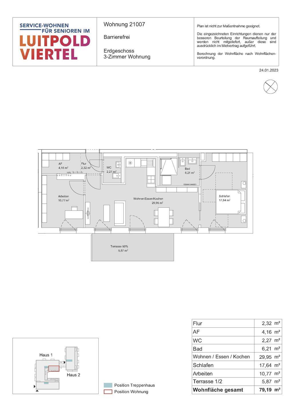 Service-Wohnen für Senioren im Luitpoldviertel: 3 Zimmer mit Terrasse – Nürnberg – Vorschaubild 2