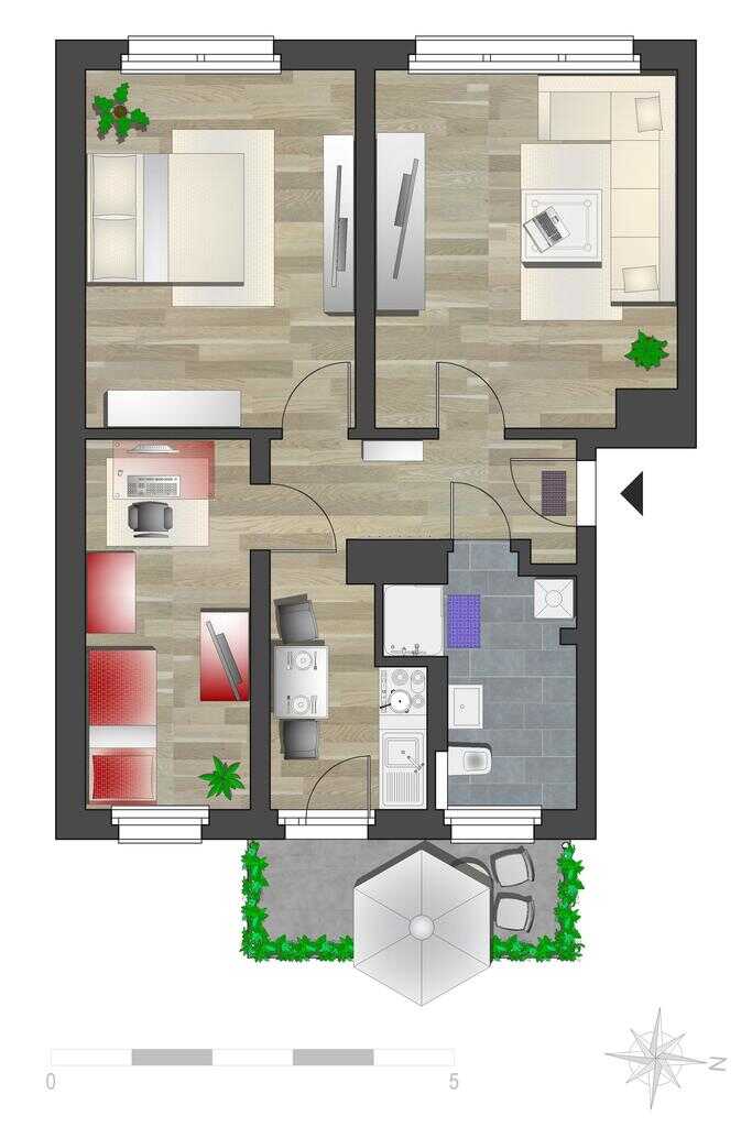 3-Raum-Erdgeschosswohnung mit Balkon – Chemnitz – Vorschaubild 6