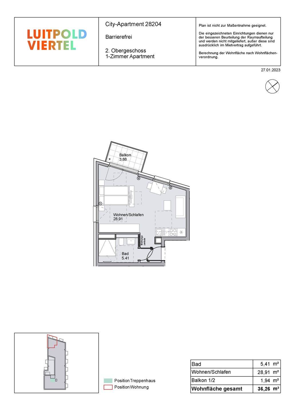 1-Zimmer-Apartment mit Balkon im Luitpoldviertel – Nürnberg – Vorschaubild 2