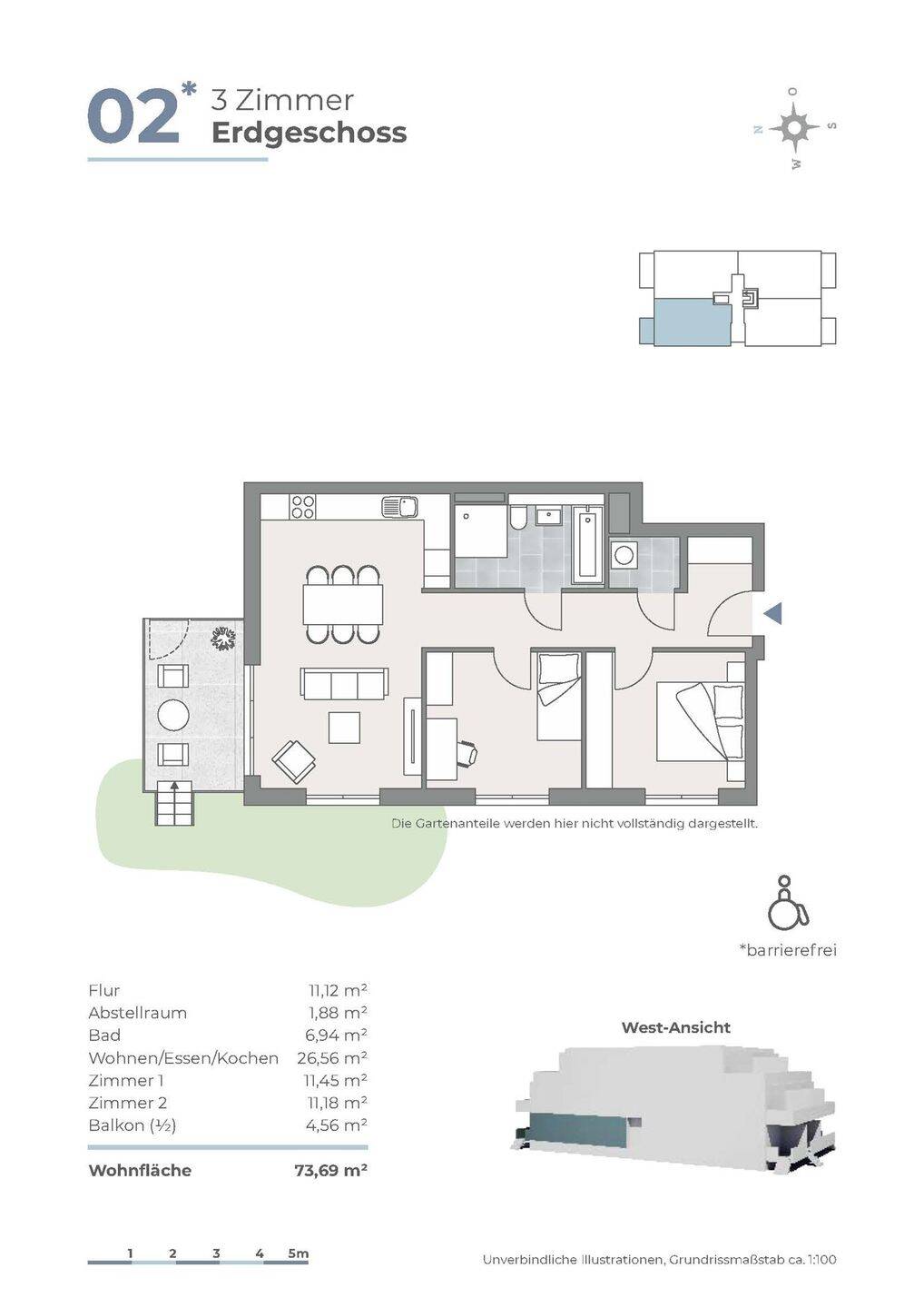 Barrierefrei und stylish: 3-Zimmer-EG-Wohnung mit Balkon plus Gartenanteil - WE02 – Berlin – Vorschaubild 8