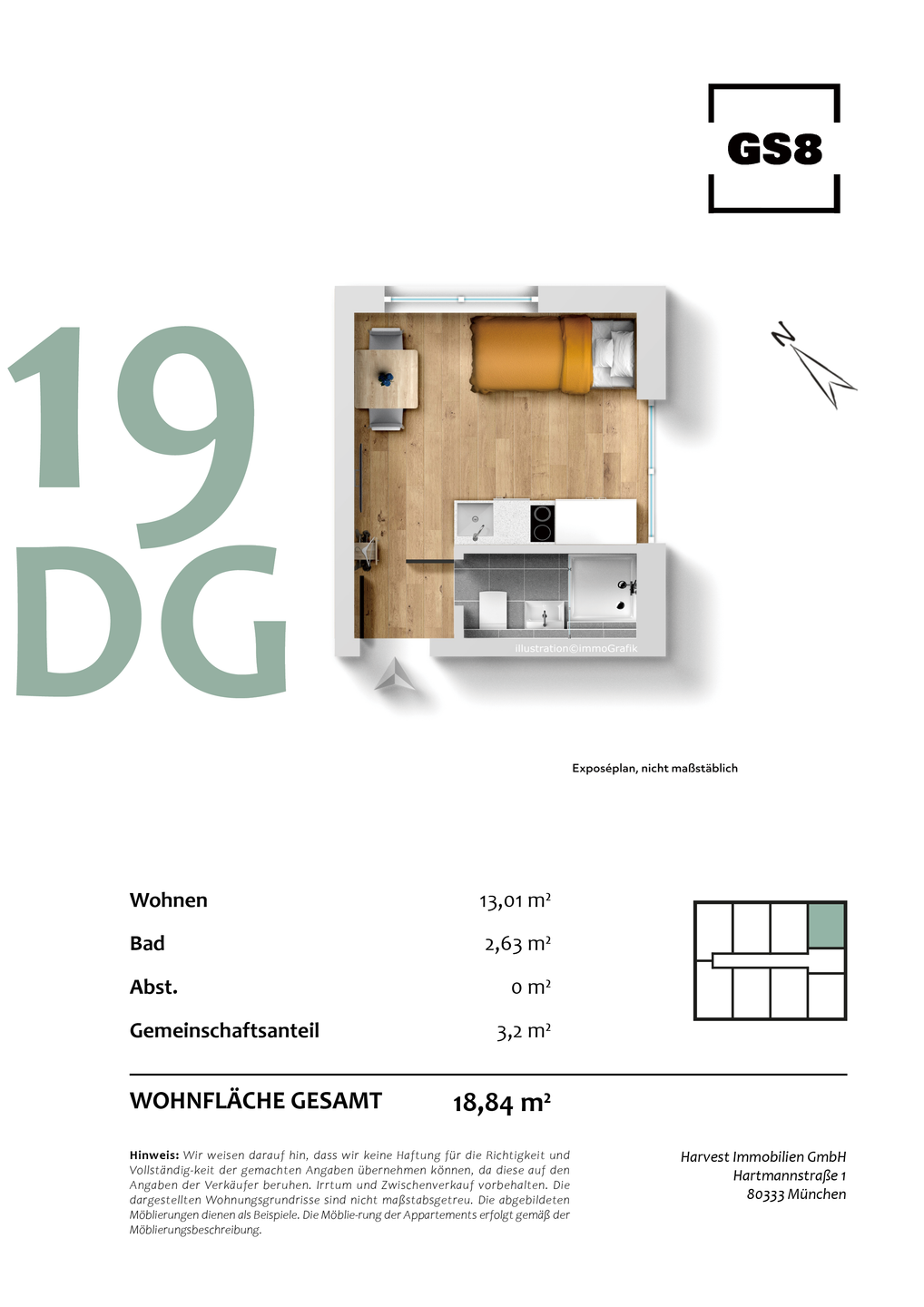 Neubau-Studentenappartement im Dachgeschoss zur Kapitalanlage – München – Vorschaubild 3