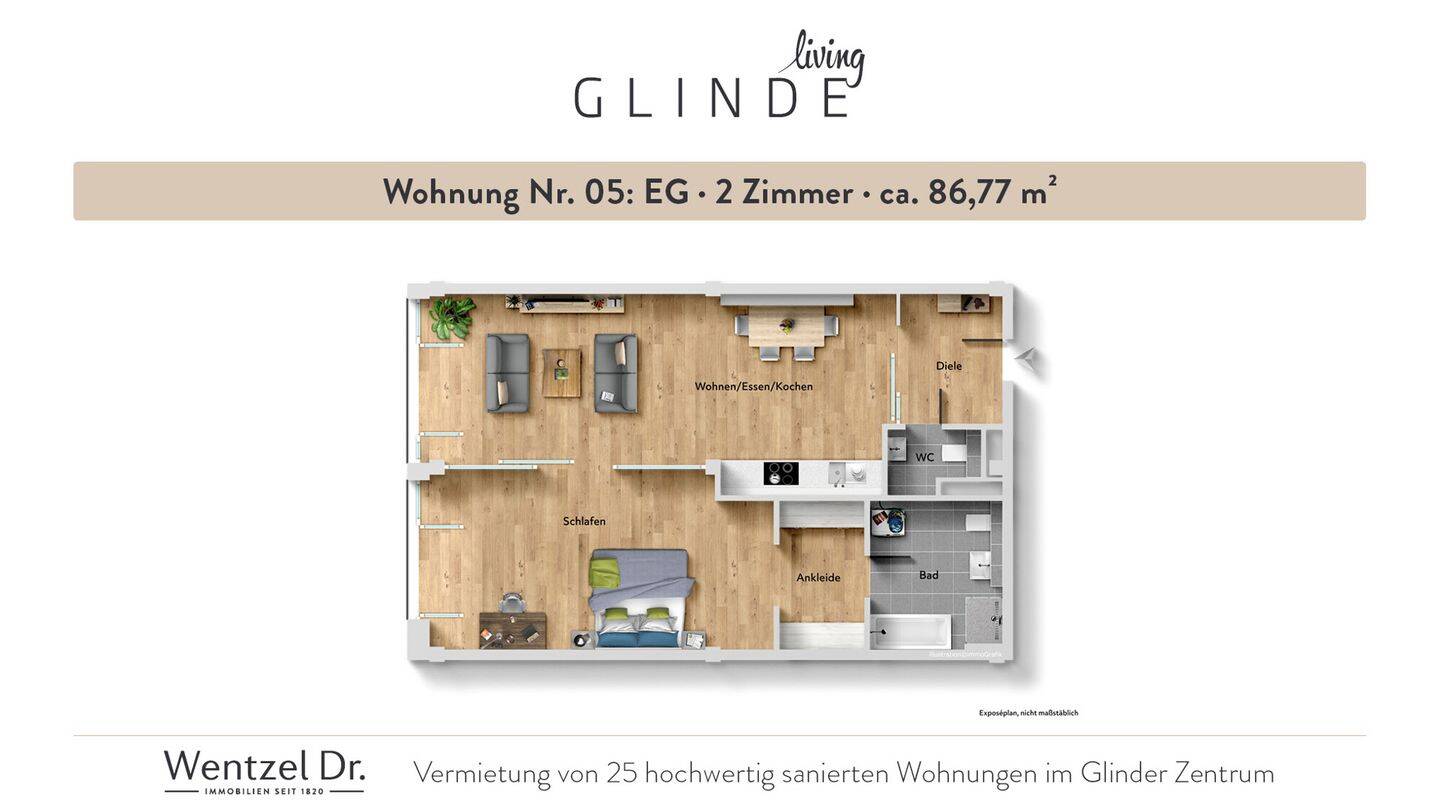 Moderne 2-Zimmer-Wohnungen in zentraler Lage von Glinde- Wentzel Dr.