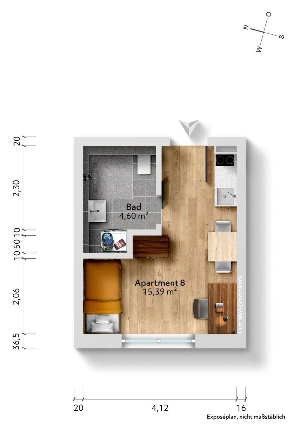 Neubau: Mikroapartments in KFW 55-Standard (A+) | Ap. 8 – München – Vorschaubild 7