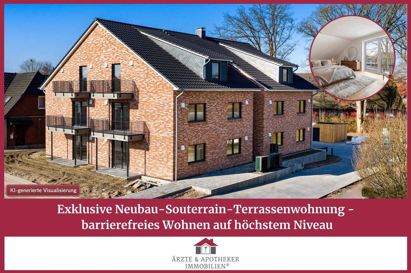 Exklusive Neubau-Souterrain-Terrassenwohnung - barrierefreies Wohnen auf höchstem Niveau
