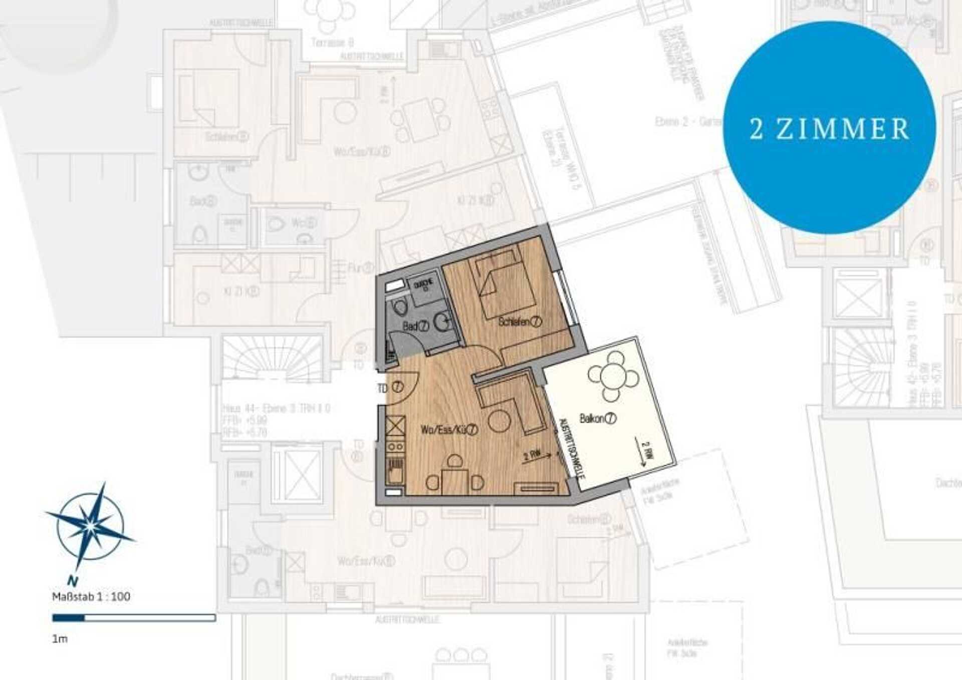 Etagenwohnung in 71334 Waiblingen mit 41,61 m² kaufen