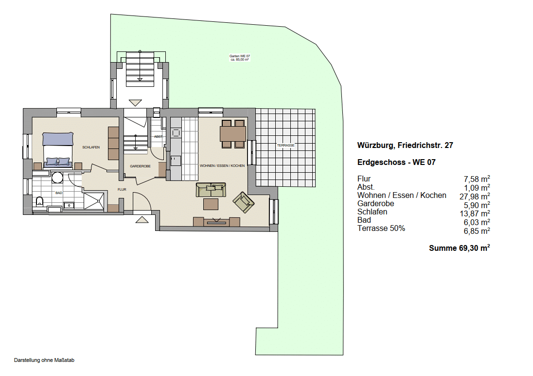 2-Zimmer-Wohnung mit Terrasse & eigenem Gartenanteil