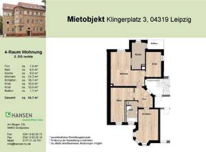 4-Raum Wohnung mit Balkon im 2. OG rechts – 4319 Leipzig – Vorschaubild 3