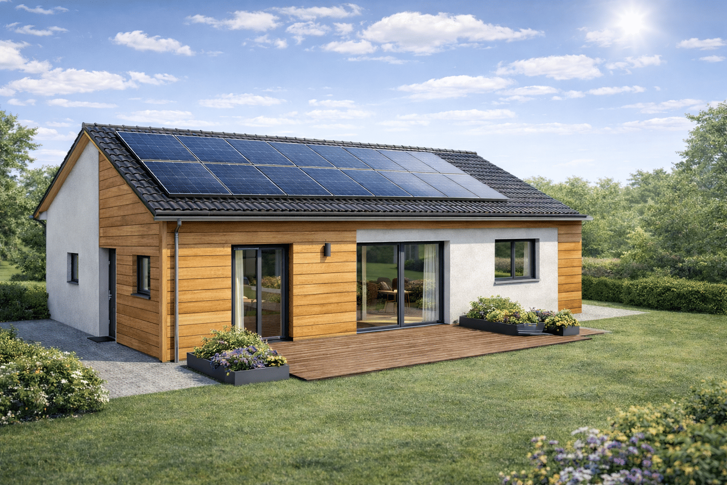 Der Klassiker neu interpretiert: Moderner Bungalow mit zeitlosem Charme.