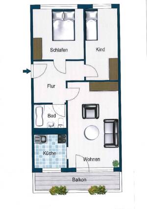 Familien willkommen: günstige 3-Zimmerwohnung mit Balkon und Aufzug! – 1239 Dresden – Vorschaubild 2