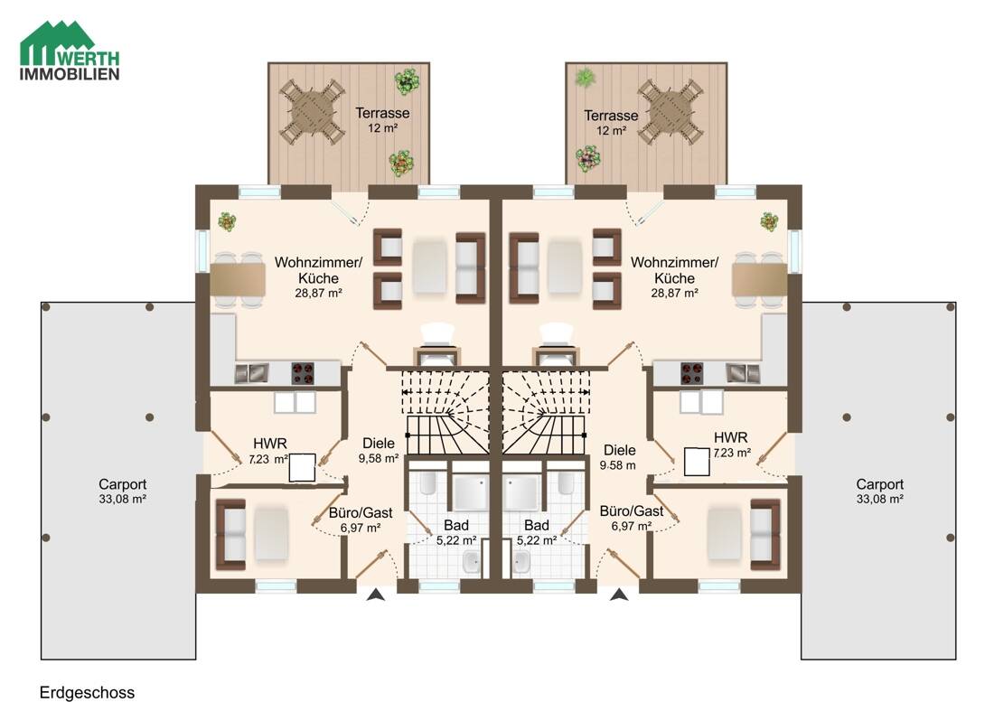 2 Doppelhaushälften - z. B. für Eltern und Kinder - 2 x ca. 109 m² und 2 x 2 Bäder – Oster-Ohrstedt – Vorschaubild 8