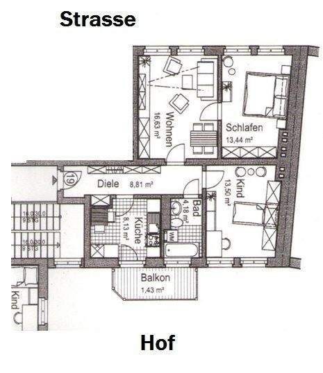 Lutherstr./ 3-Raum Wohnung mit EBK und Balkon in Zentrumsnähe – Chemnitz – Vorschaubild 5