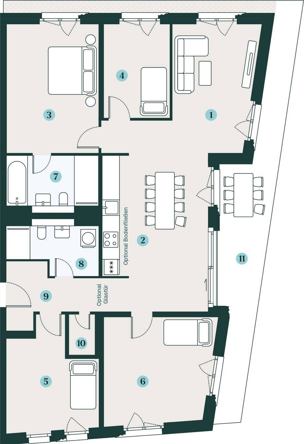 4,5-Zimmer-Wohnung mit offenem und großzügigem Wohnkonzept – Dresden – Vorschaubild 2