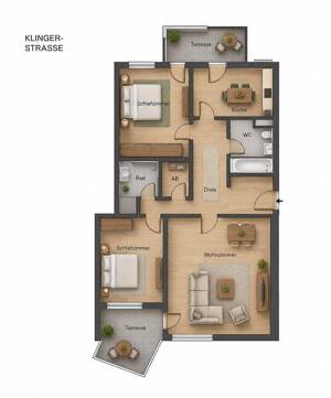 Ausgezeichnet geschnittene 3 Zimmer Wohnung mit 2 Balkonen – 81369 München – Vorschaubild 3