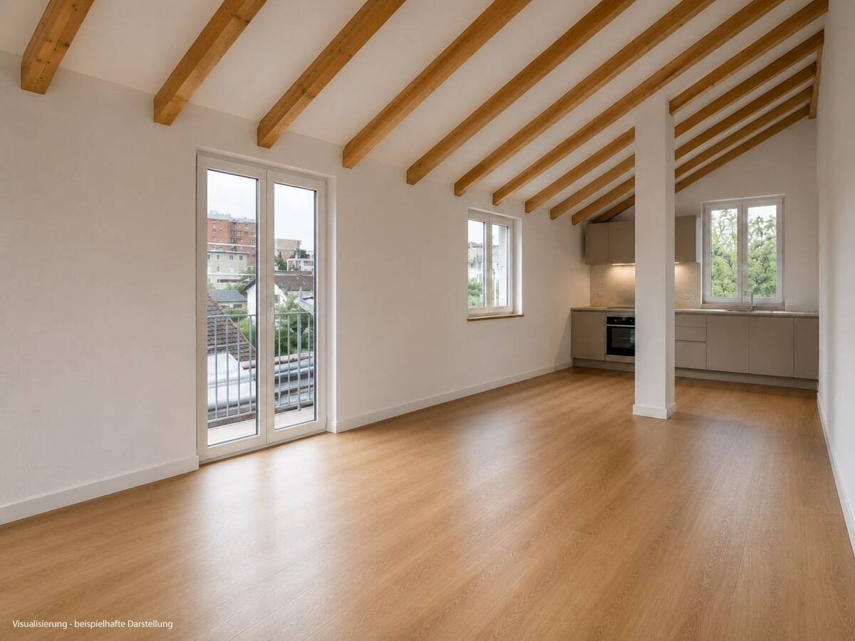 AIGNER - 3-Zimmer-Dachgeschosswohnung mit hohen Decken, Südterrasse und offenem Wohngefühl – 80689 München – Bild 1 von 6