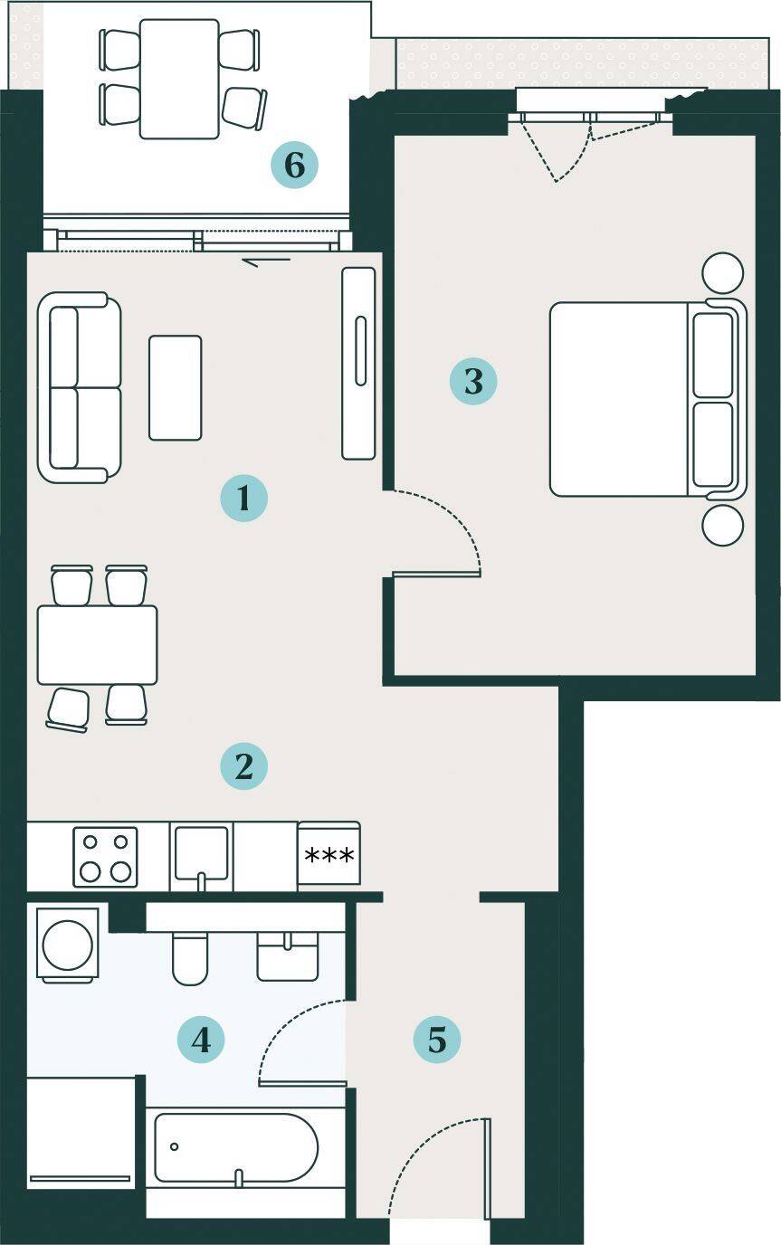 Kompakte 2-Zimmer-Wohnung mit optimaler Flächennutzung – Dresden – Vorschaubild 2