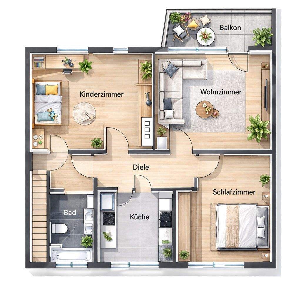 Plittersdorf. 3-Zi.-Wohnung mit Balkon- provisionsfrei ab 01.01.2026