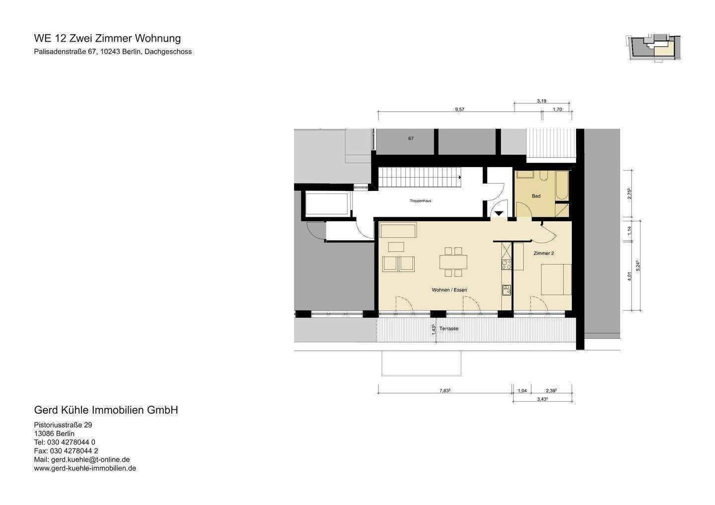 Dachgeschoß zum Sofortbezug / Lift / Terrasse / hohe Räume / Wochenendruf 0172-3261193 – Berlin – Bild 1 von 4