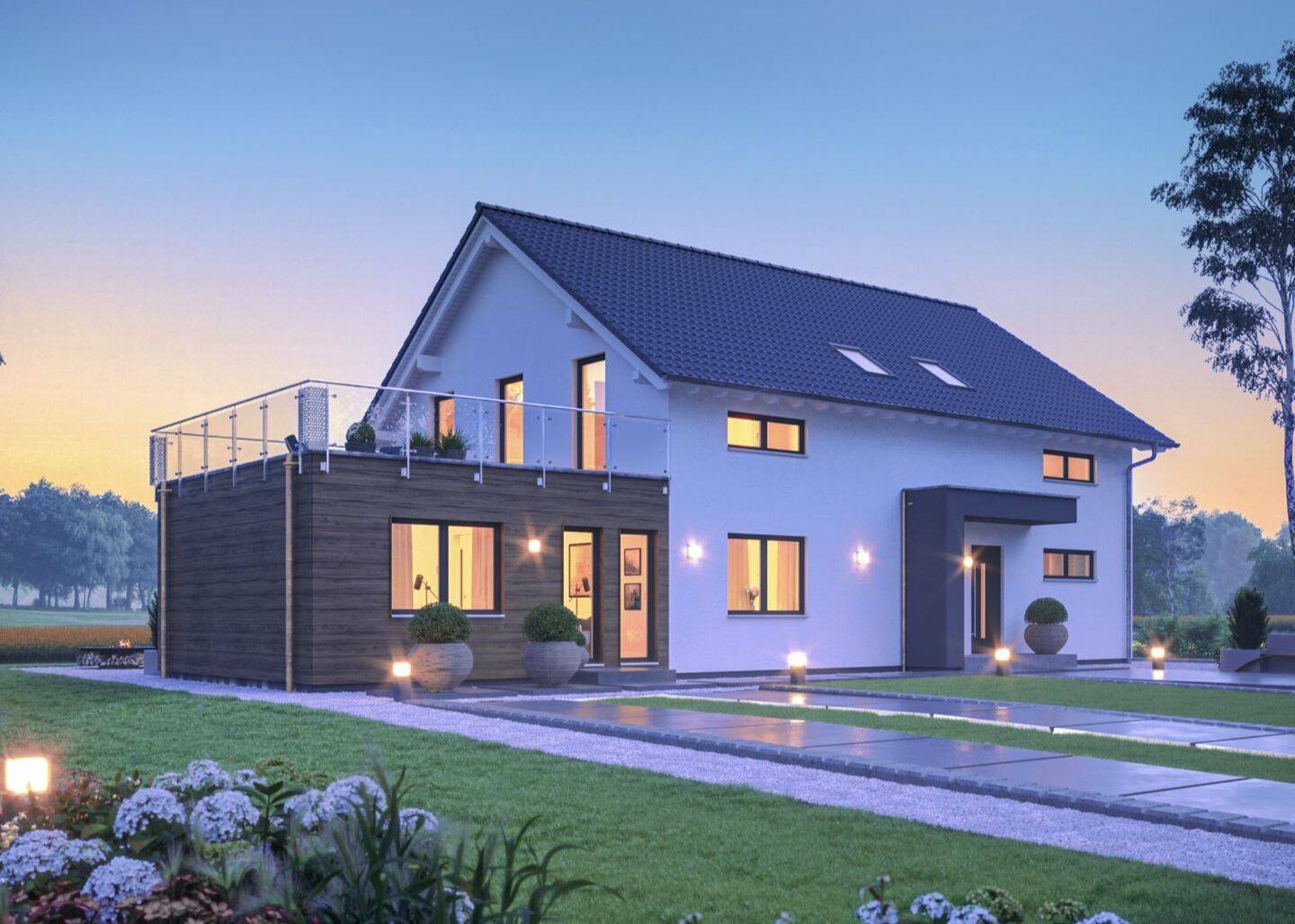 Architektur mit Wow-Effekt: Satteldachhaus Glas, Gartenbezug & Ankleide – Lauben – Bild 1 von 9
