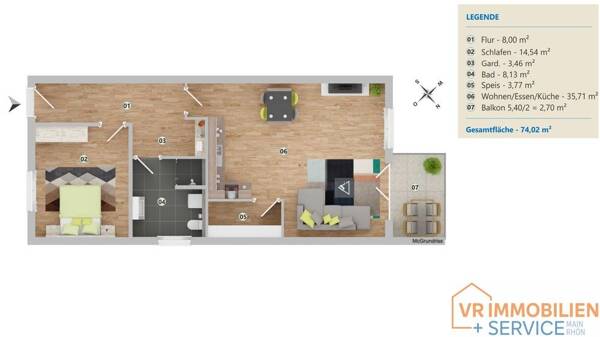 Etagenwohnung in 97616 Bad Neustadt an der Saale mit 74,02 m² kaufen