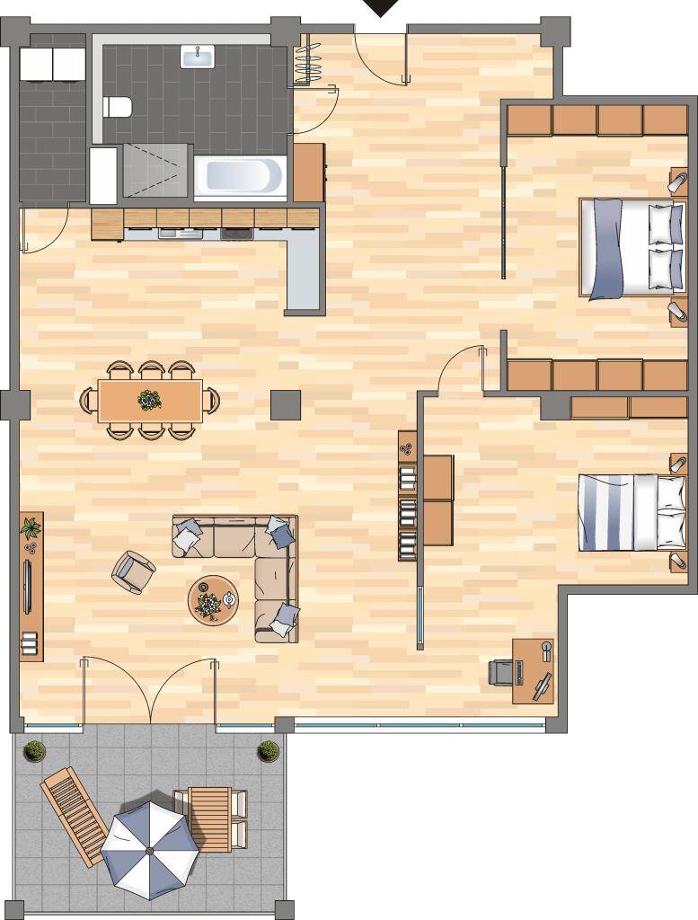 Jetzt 3-Raumloft im modernen Tabakquartier sichern.Parkett, EBK und großer Balkon! – Bremen – Vorschaubild 3