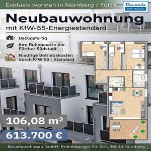 MODERNE ARCHITEKTUR / LICHTDURCHFLUTETE 4-ZIMMERWOHNUNG / NEUBAU ERSTBEZUG