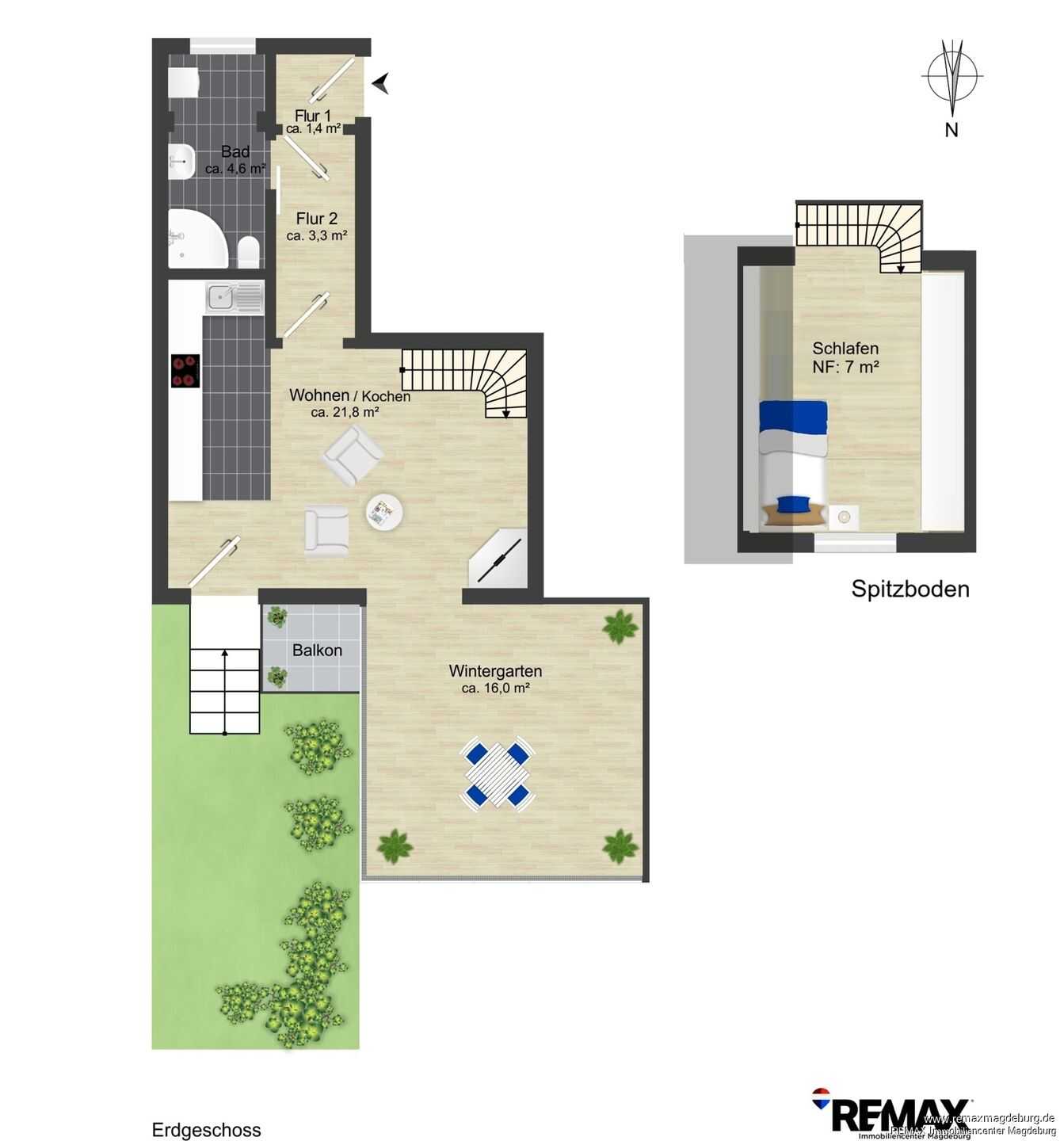 Wohnen mit Wohlfühlfaktor - Einliegerwohnung mit Wintergarten und Terrasse – Magdeburg – Vorschaubild 9