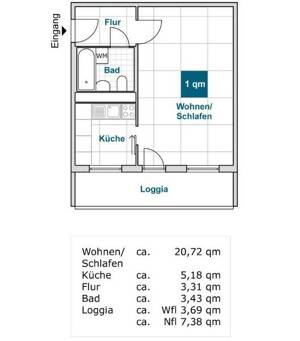 Sanierte 1 Raumwohnung mit Balkon – 1169 Dresden – Vorschaubild 3