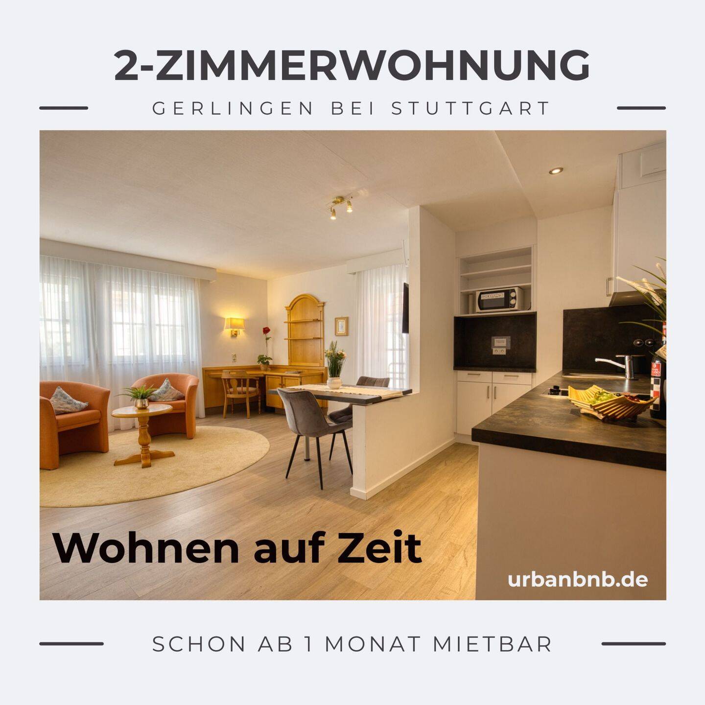 Zeitwohnen in Gerlingen: Moderne 2-Zimmerwohnung nahe Bosch, Trumpf & Thales - voll ausgestattet