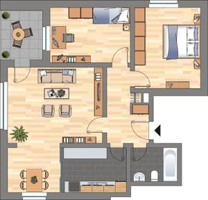 Renovierte 3-ZKB-Balkonwohnung im Hochhaus im Europaviertel zu vermieten!
