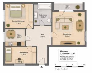 Helle 3,5-Zimmer-Wohnung (72 m²) mit Loggia in ruhiger Sackgasse in Duisburg-Walsum zu vermieten – 47179 Duisburg – Vorschaubild 2
