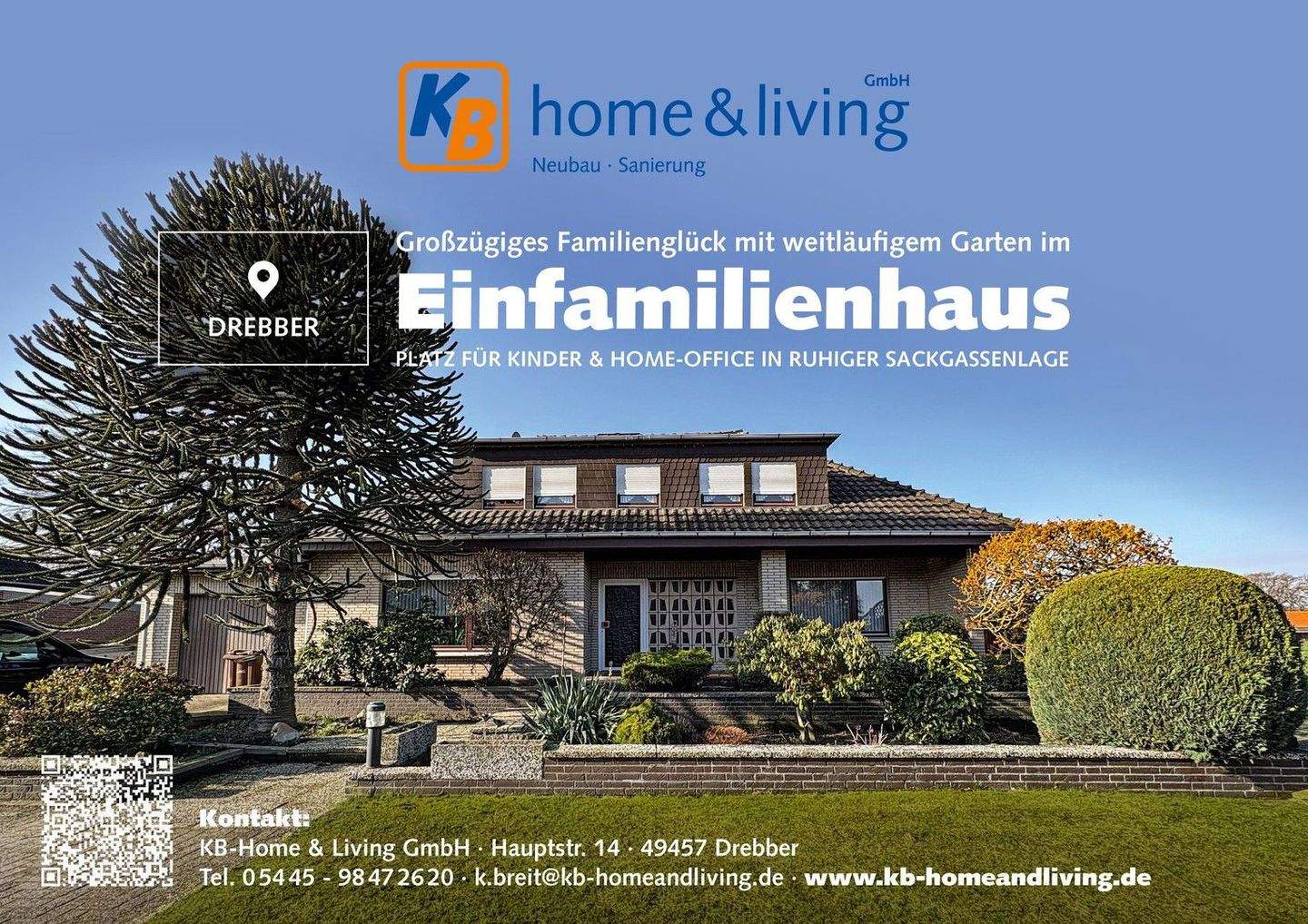 Großzügiges Familienglück mit weitläufigem Garten im Einfamilienhaus – Drebber – Bild 1 von 7