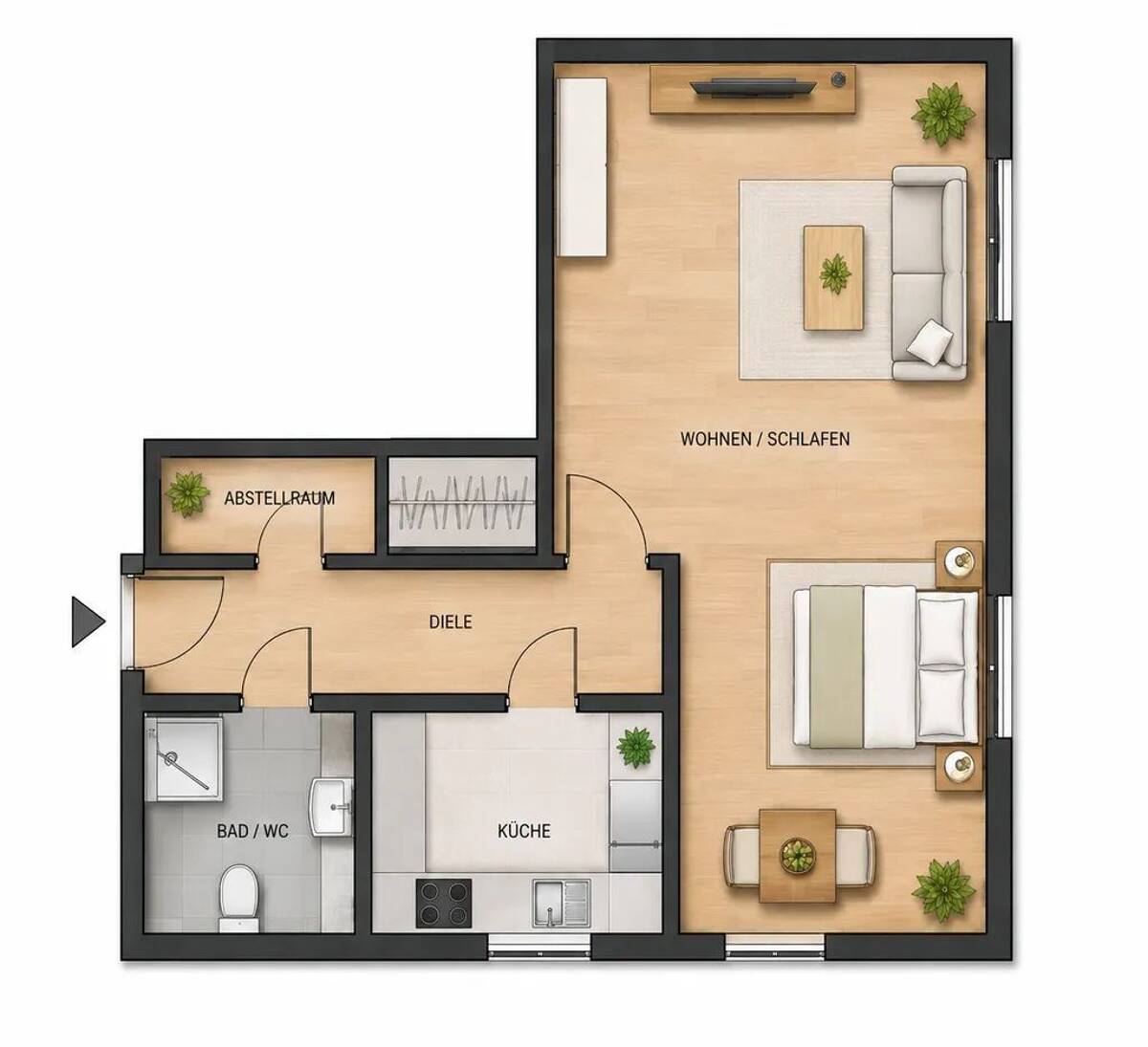 1-Zimmer-Wohnung mit Einbauküche Nürnberg - ab sofort bezugsfrei – 90451 Nürnberg – Bild 1 von 5