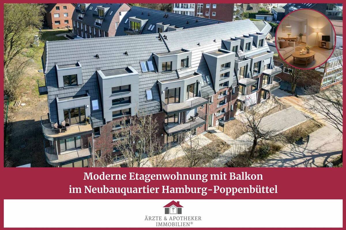 Moderne Etagenwohnung mit Balkon im Neubauquartier Hamburg-Poppenbüttel – 22399 Hamburg – Bild 1 von 9
