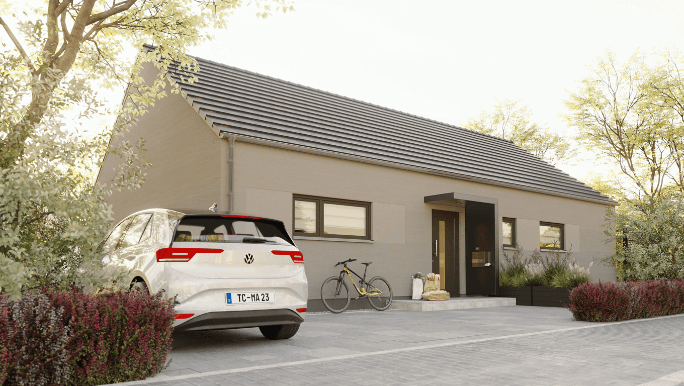 Bungalow überdachte Terrasse, massiv gebaut, Preis inkl. Grundstück – Bescheid – Vorschaubild 2