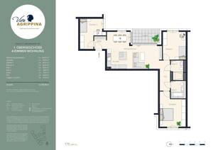 VIVA AGRIPPINA: 4 Zimmer, 103,35 m², Loggia im 1. OG - Wohnen nahe dem Rhein – 50668 Köln – Vorschaubild 2