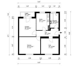 Freie 3 Zi im 1.OG mit Balkon – 30625 Hannover – Vorschaubild 3
