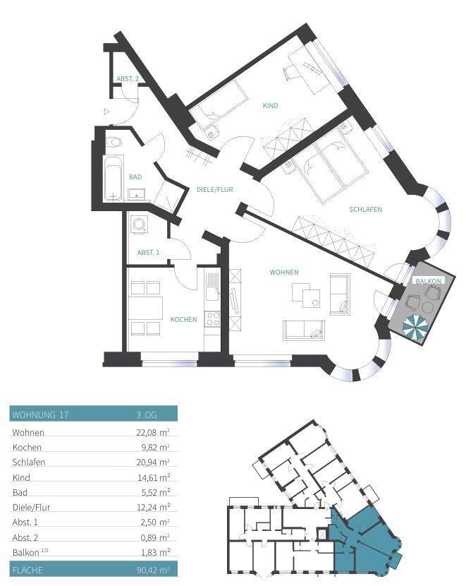 Erstbezug nach Sanierung - Moderne 3-Zimmer-Wohnung mit Balkon – Chemnitz – Vorschaubild 2