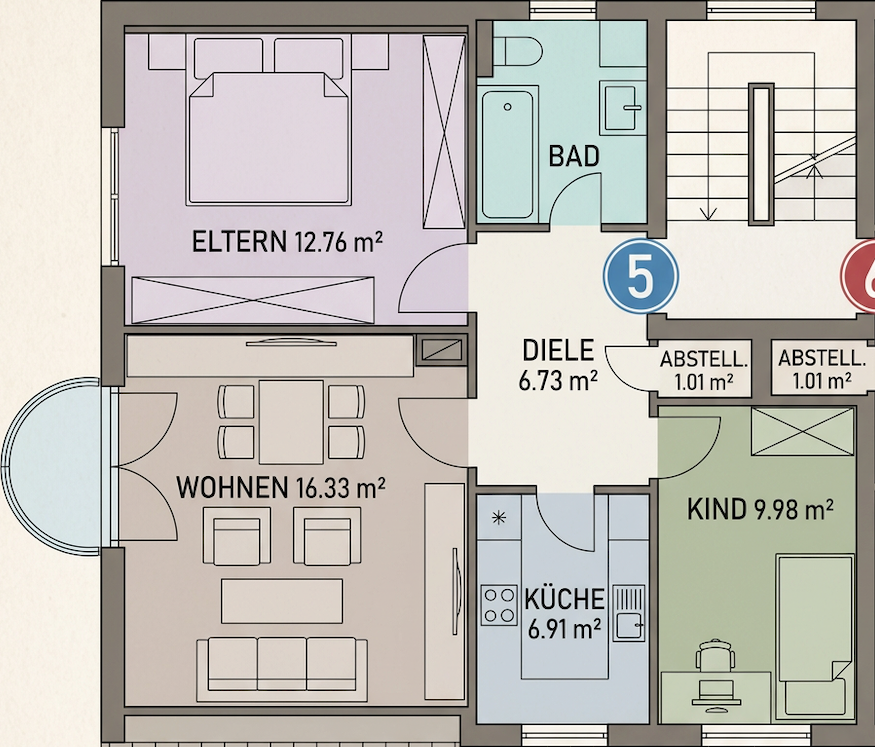Schicke Dachgeschosswohnung am Main-Donau-Kanal – Nürnberg – Vorschaubild 9