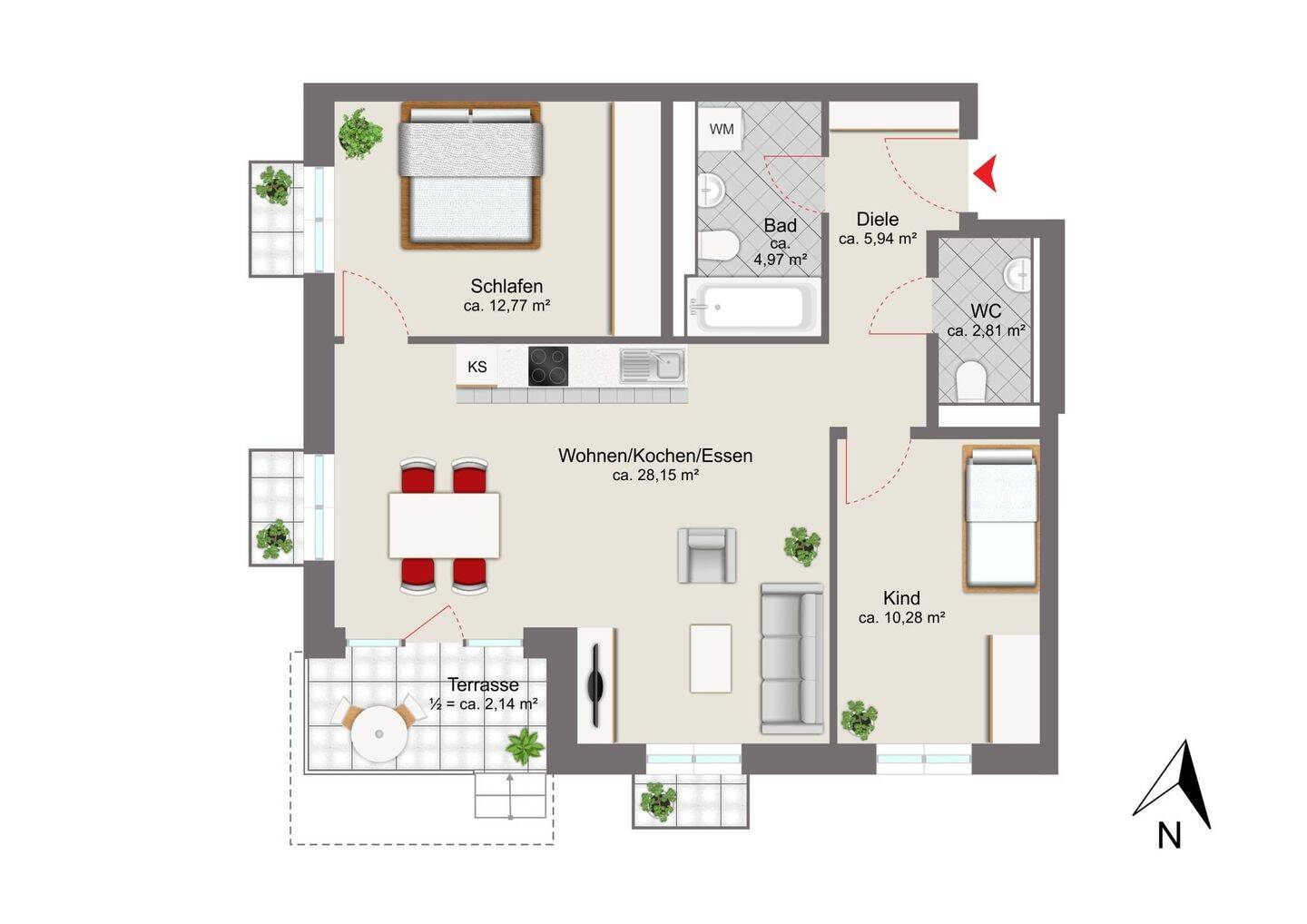KFW55! - Moderne 3-Zimmer-Gartenwohnung - Ihr neues Zuhause in Feldmoching – München – Vorschaubild 5