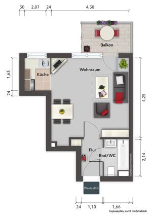 Befristet vermietete 1 Zimmer Wohnung mit Außenstellplatz zum Kauf in Hamburg Lokstedt - Wentzel Dr. – 22529 Hamburg – Vorschaubild 2