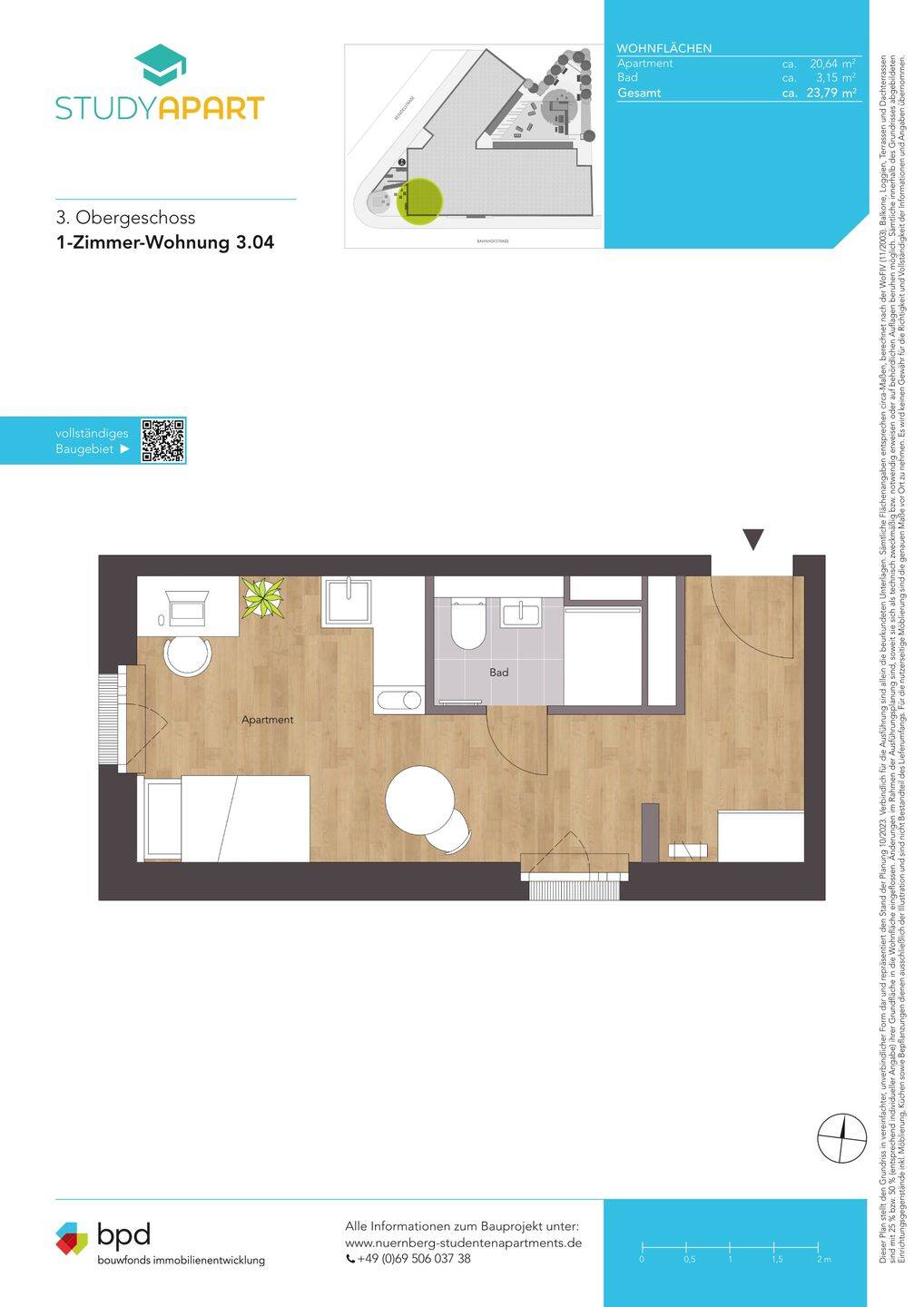 Wohnen mit Köpfchen – Studentenapartment mit Extras I WE 3.04 – Nürnberg – Vorschaubild 2
