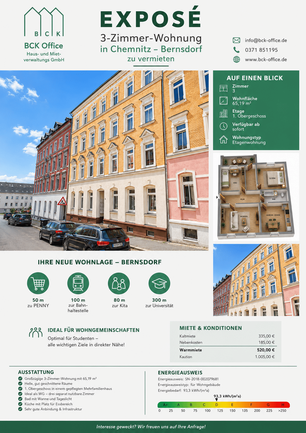 3-Zimmer-Wohnung mit Balkon in Chemnitz-Bernsdorf
