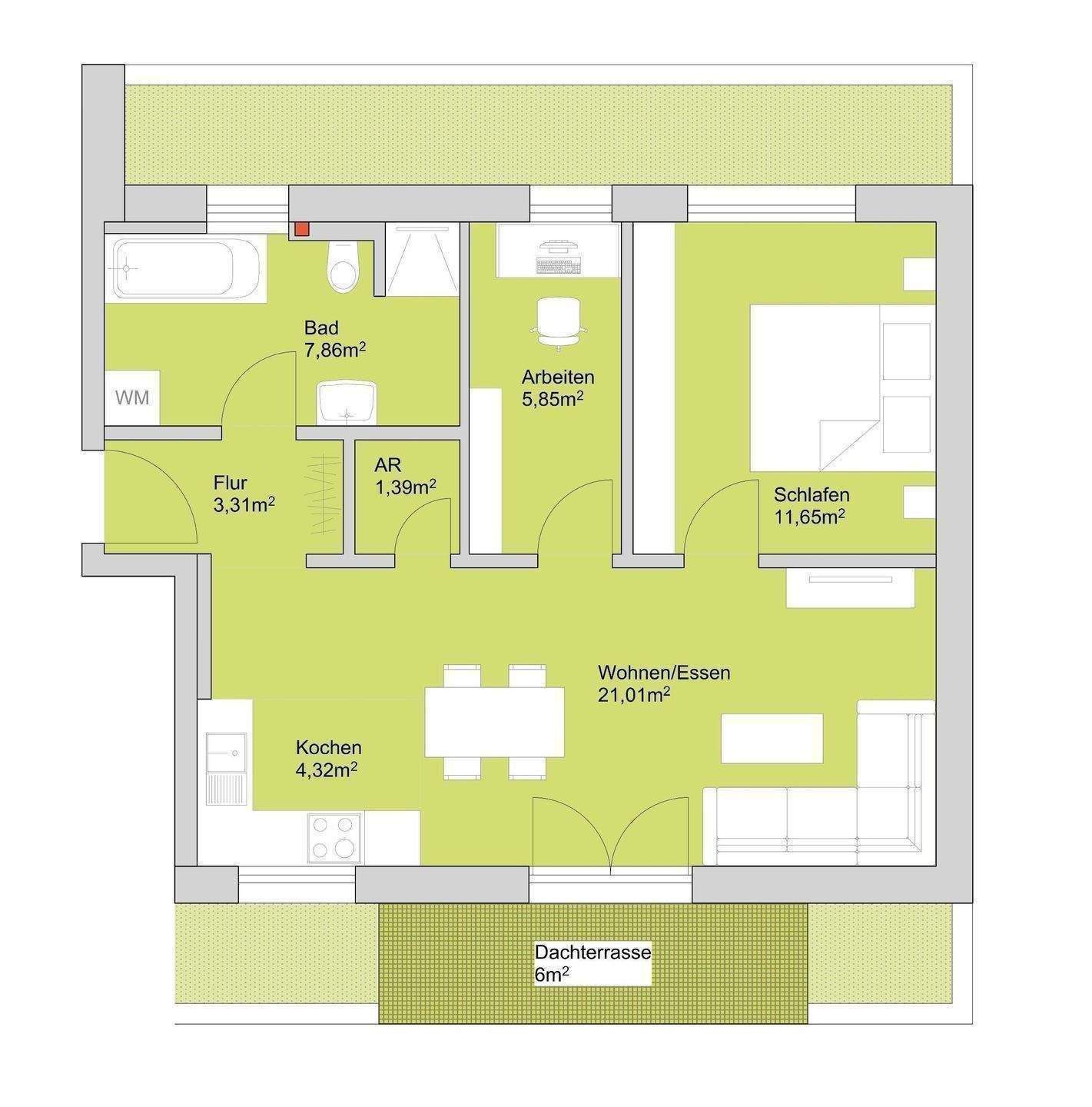 Sonne und Aussicht pur | 2,5 Zimmer Penthouse Wohnung in Nürnberg-Schnieglingh – Nürnberg – Vorschaubild 2