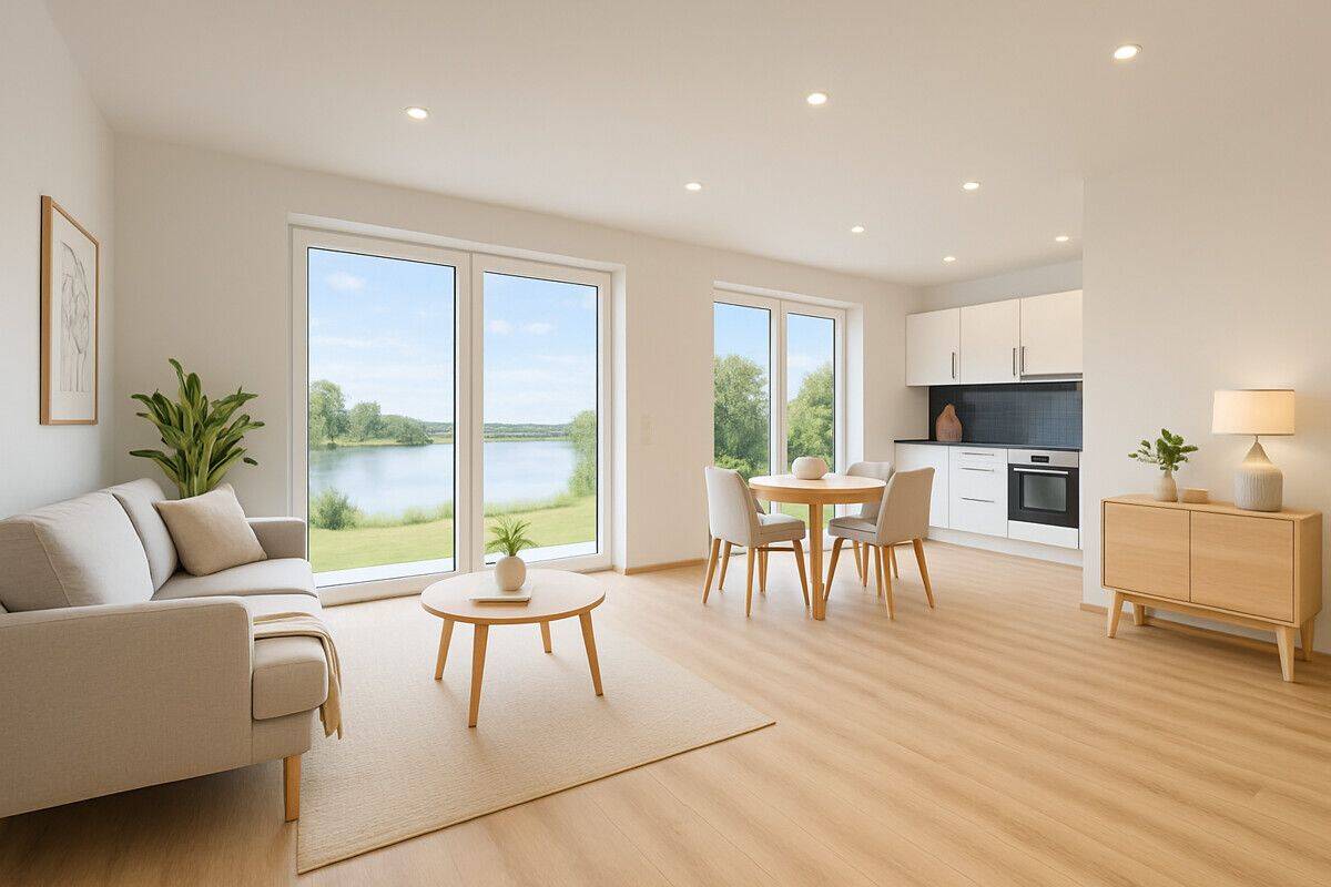 EG Wohnung direkt am See - Erstbezug A+ mit Wärmepumpe und Steg am Wasser – Norden – Vorschaubild 2