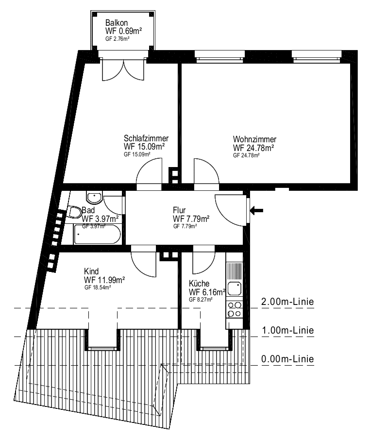 Helle Dachgeschoßwohnung zum provisionsfreien Erwerb mit 3 Zimmern und Balkon – Bonn – Vorschaubild 2