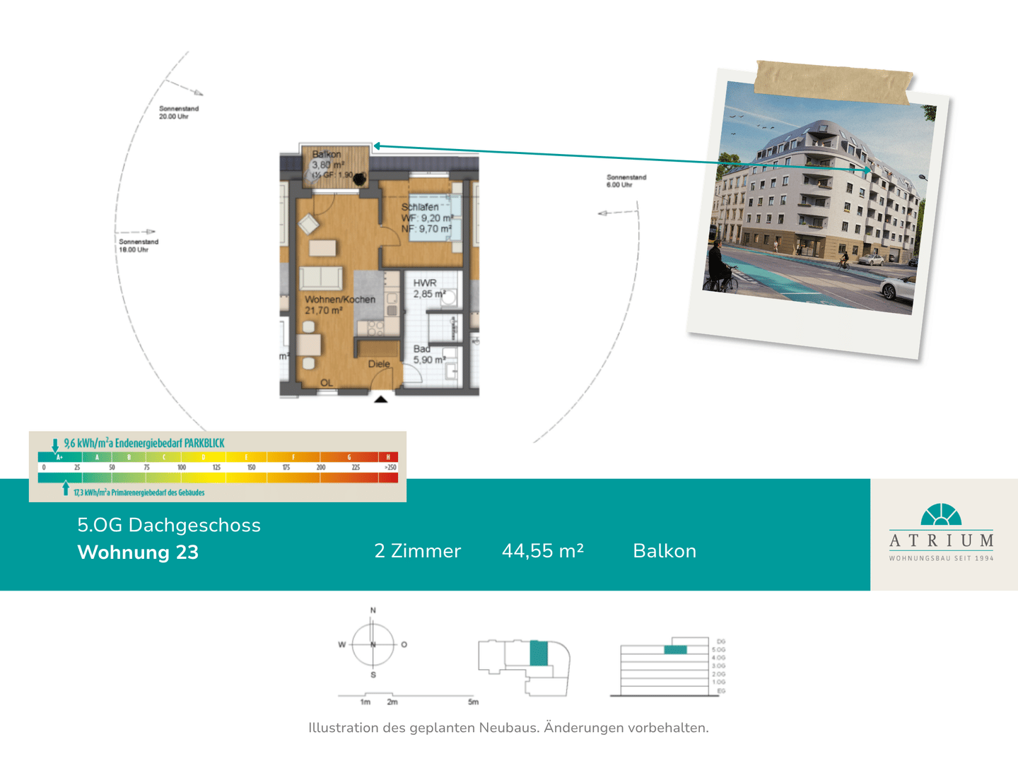 Dachgeschoss - 2 Zimmern, Balkon & HWR – Leipzig – Vorschaubild 6