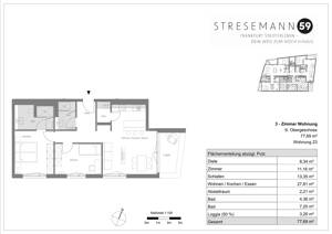 Wohnen in Sachsenhausen-Nord - 3 Zimmer Neubau-Erstbezug – 60599 Frankfurt am Main – Vorschaubild 2