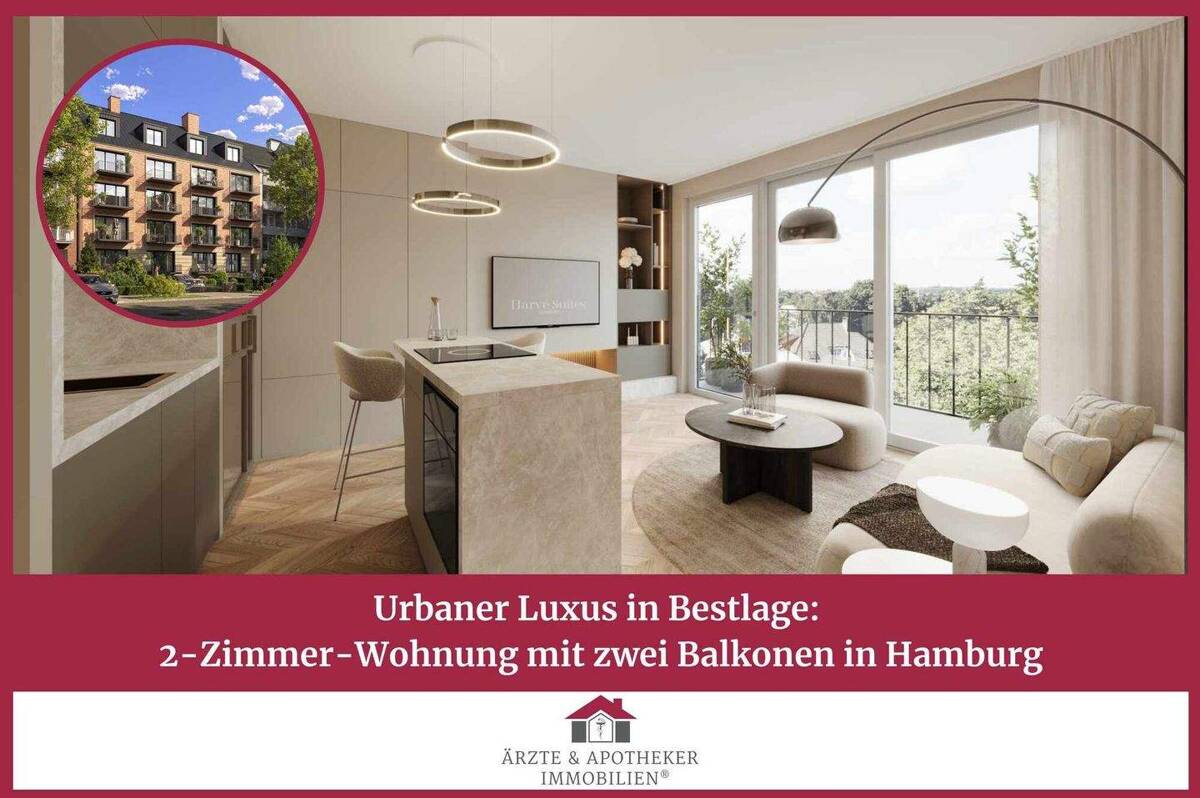 Urbaner Luxus in Bestlage: Moderne 2-Zimmer-Wohnung mit zwei Balkonen in Hamburg – 20144 Hamburg – Bild 1 von 9