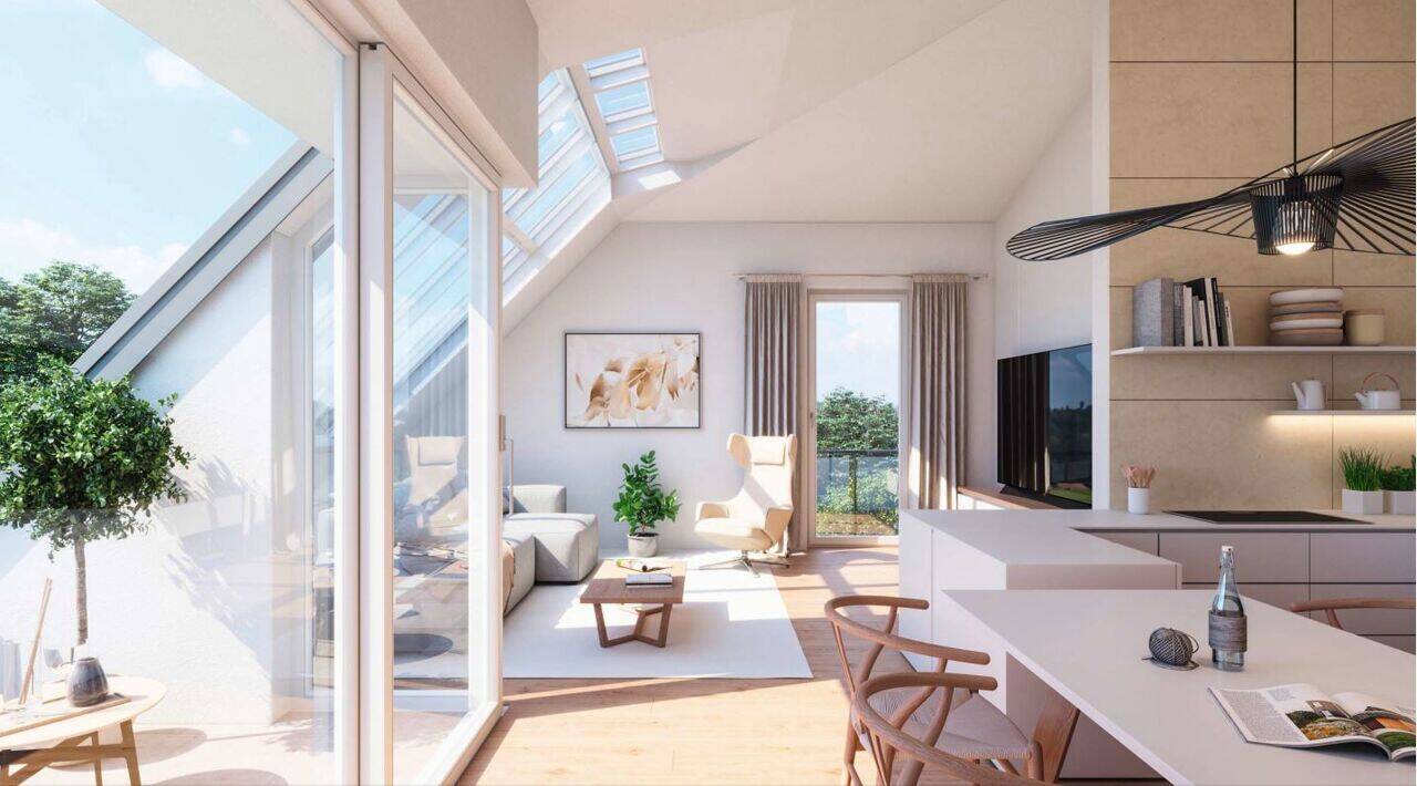 Wohnung Nr. 8: Exklusive Dachgeschoss-Wohnung mit überhohen Decken und Blick auf Schloss Blutenburg